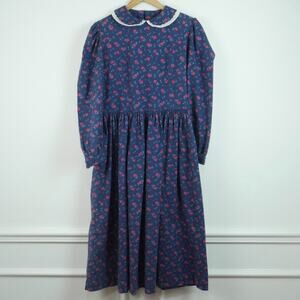 Vintage 80s Laura Ashley Small Dress Prairie Cottagecore Victorian Modest Floral